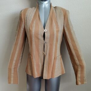 Chic Tan Striped Women's Blazer